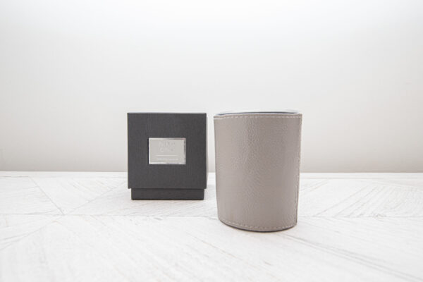 Parma Grey Candle with Faux Leather Wrap